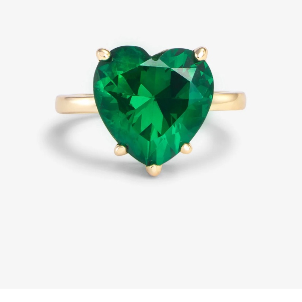 Melinda Maria Allison Emerald Heart Ring Size 6